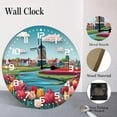 thumbnail image 4 of ZXCXRQFa Windmills Tulip Flowers Kitchen Home 10 Inch Silent Vintage Design Round Wall Clock Numerals Design Non Ticking Retro Clocks Home Decor Desk Clock, 4 of 7