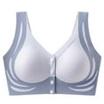 thumbnail image 2 of Everyday Bras Plus Size Wireless - Women's Non-Steel Lace Stitching Comfortable and Breathable Gathered Adjustable Bra Underwear Gray 5Xl, 2 of 5