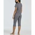 thumbnail image 4 of Real Essentials 2 Pack: Women's Cotton Pajamas Short Sleeve Tops and Capri Pants Pajama Sets with Pockets (Available In Plus), 4 of 6
