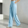 thumbnail image 6 of Dress Pants Women High Waisted Wide Leg Casual Stripe Trousers Breathable Stretch Business Dressy Office Pinstripe Slacks XL, 6 of 9