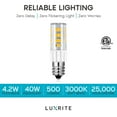 thumbnail image 3 of Luxrite E12 Mini Candelabra LED Bulb T4/T3, 40W Equivalent, Dimmable, 3000K Soft White, 500 Lumens, ETL Listed 4-Pack, 3 of 6