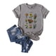 thumbnail image 2 of ICHUANYI Clearance Women's Casual Loose Round Printed Short Sleeve T-Shirt Tops(Gray, XXL) ICHUANYI WER2023081505301, 2 of 5