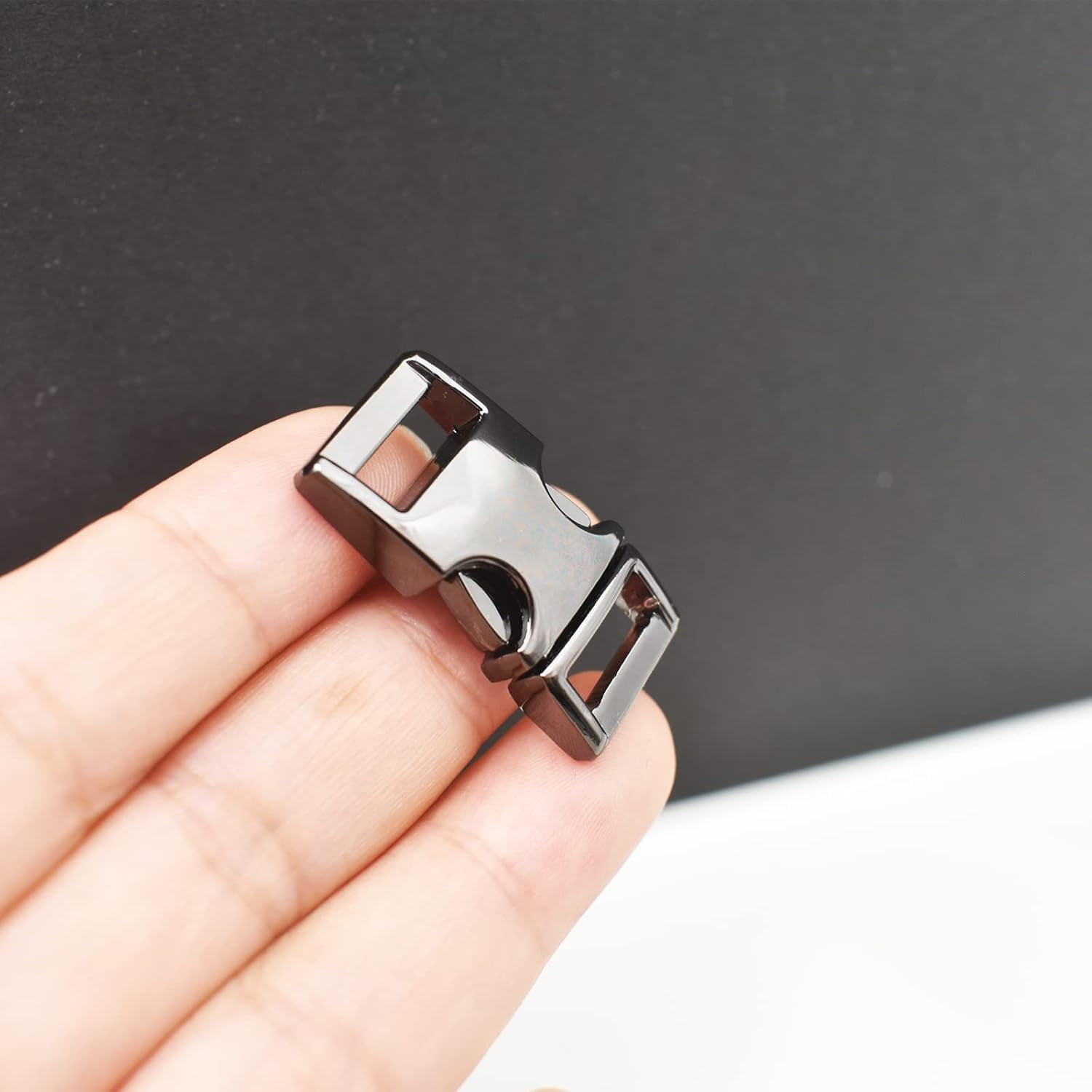 ABCISI 10 pcs 3/8 inch Buckles Quick Side Release Clips, Webbing Buckle Paracord Bracelet Clip Clasps for Leather Strap, Dog Collars, Harnesses, Belt, Backpack, Purse - Gun Black