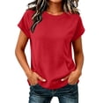 thumbnail image 3 of ibuvkizy Womens Hoodless Sweatshirts Cuffed Cap Sleeve Crew Neck Front Kangaroo Pocket Loose Fit Pullover Casual Athletic Workout Layering Tops Solid Colors for Yoga Running,2XL, 3 of 7