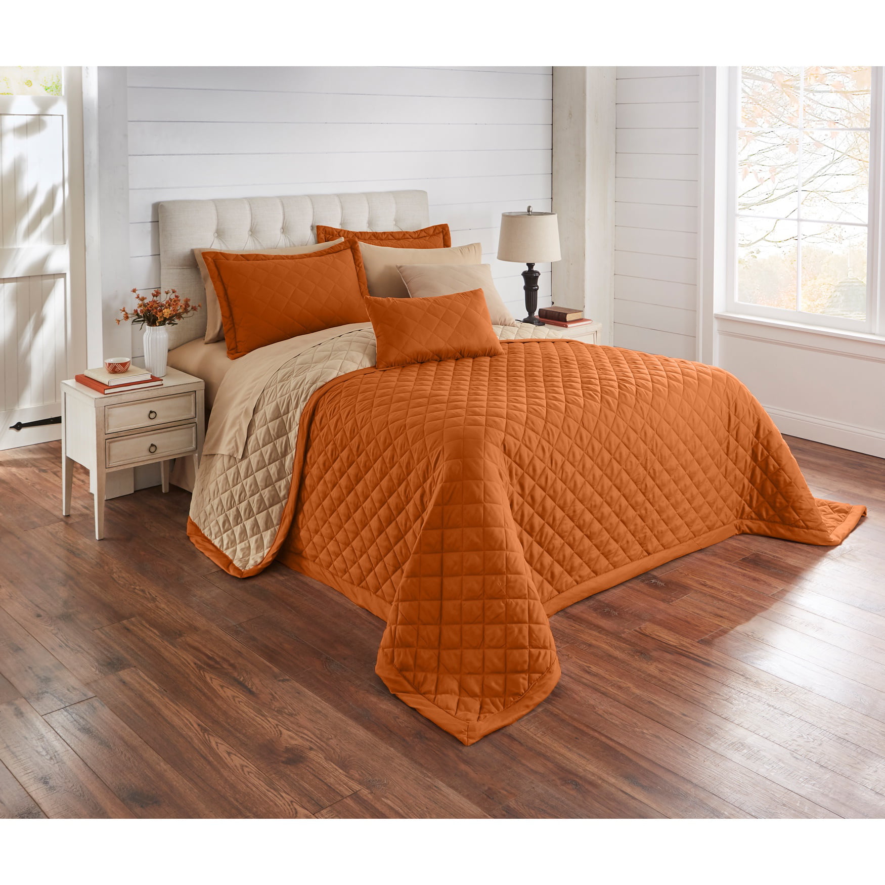 Queen Gold Maize BrylaneHome Reversible Quilted Bedspread