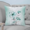 thumbnail image 4 of 20x20 Pillow Covers Set of 2, Turquoise Flowers Throw Pillow Covers Decorative Couch Cushion Case, Farmhouse Gradient Floral Plants Microfiber Square Pillowcases for Bedroom Car Living Room, 4 of 7
