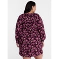 thumbnail image 3 of Terra & Sky Women's Plus Cotton Balloon Sleeve Tie Waist Tunic Dress, Sizes 0X-5X, 3 of 5