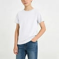 thumbnail image 2 of CYRBOKO Boys Cotton T-shirts, Short Sleeve Sports Casual Stretchy Summer Tops White Size 14-15 T, 2 of 7