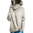 thumbnail image 2 of Langwyqu Autumn Winter Women Roll Neck Solid Knit Sweater Pullover, 2 of 5