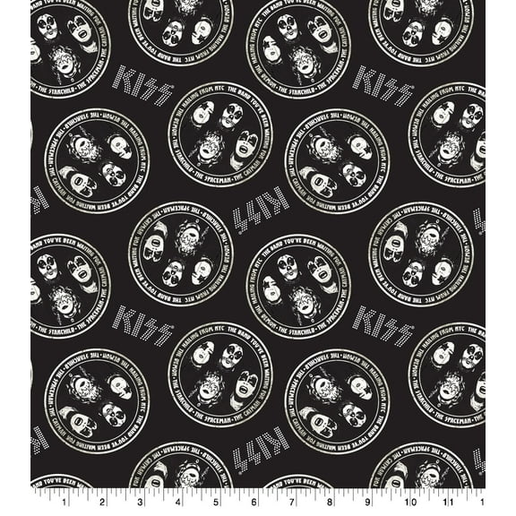 Springs Creative 18" x 21" Cotton Kiss Rock Names Precut Sewing & Craft Fabric, Black and White