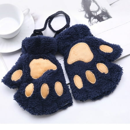 

Kiplyki Wholesale Women Plus Velvet Thickening Half-finger Flip Keep Warm Gloves