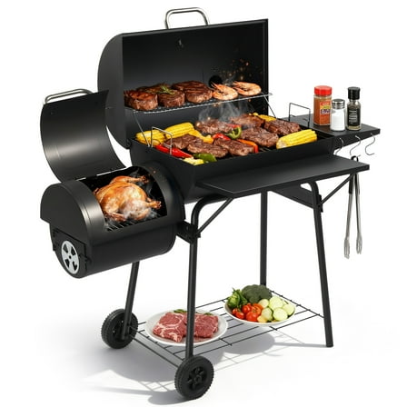 Zimtown BBQ Charcoal Grill Outdoor Barbecue Pit with Offset Smoker for Outdoor Cooking