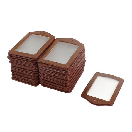 - Unique Bargains Faux Leather ID Badge Card Office Work Name Card Vertical Holders Brown 50 Pcs
