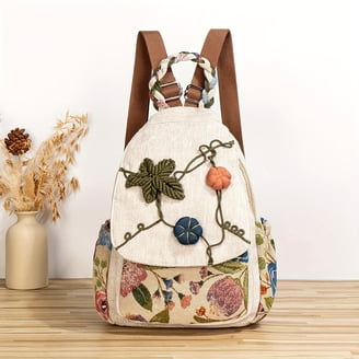brown leather backpack purse with embroidered butterflies Beige Butterfly Embrace the spirit of transformation with the Monarch Butterfly Mini Backpack Nuuk by Pineda Covalin MultiSac Backpack Butterfly Bag Faux
