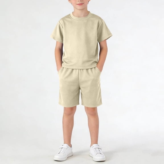 HOMBOM Kids Athletic Set, Short Sleeve Mesh Top and Shorts, 2 Piece Sport Set
