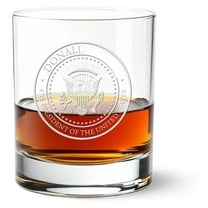 47 Presidential Seal Engraved Bourbon Whiskey Glass – 13.5oz Double Old Fashioned Glass for , Bourbon, or Cocktails – Classic Round Rocks Glass