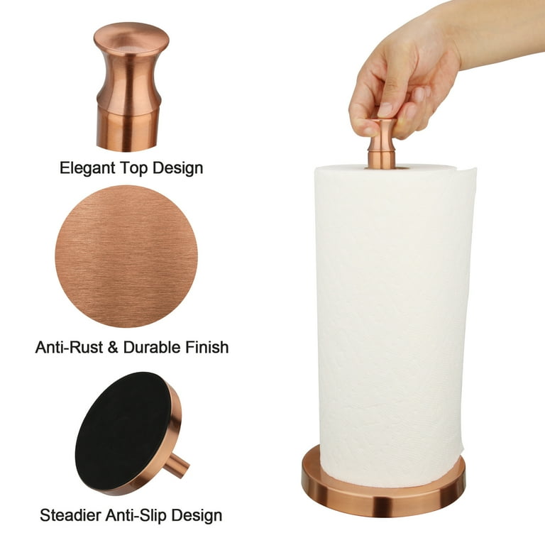 Copper Paper Towel Holder Roll Dispenser Stand for Kitchen Countertop