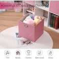 thumbnail image 4 of Collapsible Organization Basket Fabric Foldable Box with Handles, 13x13 Cube Storage Bins Set of 4, Thick and Heavy Duty Storage Baskets for Shelves Bedroom Livingroom,Pink, 4 of 9