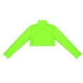 thumbnail image 5 of Raenseen Kids Girls Mock Neck Long Sleeves Sports Dance Crop Top Dancewear Modern Jazz Hip Hop Fluorescent Green 6, 5 of 8