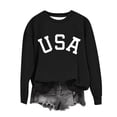 thumbnail image 6 of Girls USA Graphic Oversized Sweatshirts Letter Print Crewneck Long Sleeve Casual Loose Pullover Tops, 6 of 7