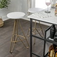 thumbnail image 2 of Trinity 30" Modern Industiral Iron Tripod Backless Bar Stool, White Seat with Gold Frame, 2 of 9