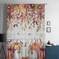 thumbnail image 5 of Thanksgiving Semi Sheer Curtains Drapes for Living Room, Bedroom, French Doors Window 108 Inches Long, Fall White Orange Pumpkin Leaves Wooden Rod Pocket Chiffon Curtain Drapery Voile Drape Panel, 5 of 6