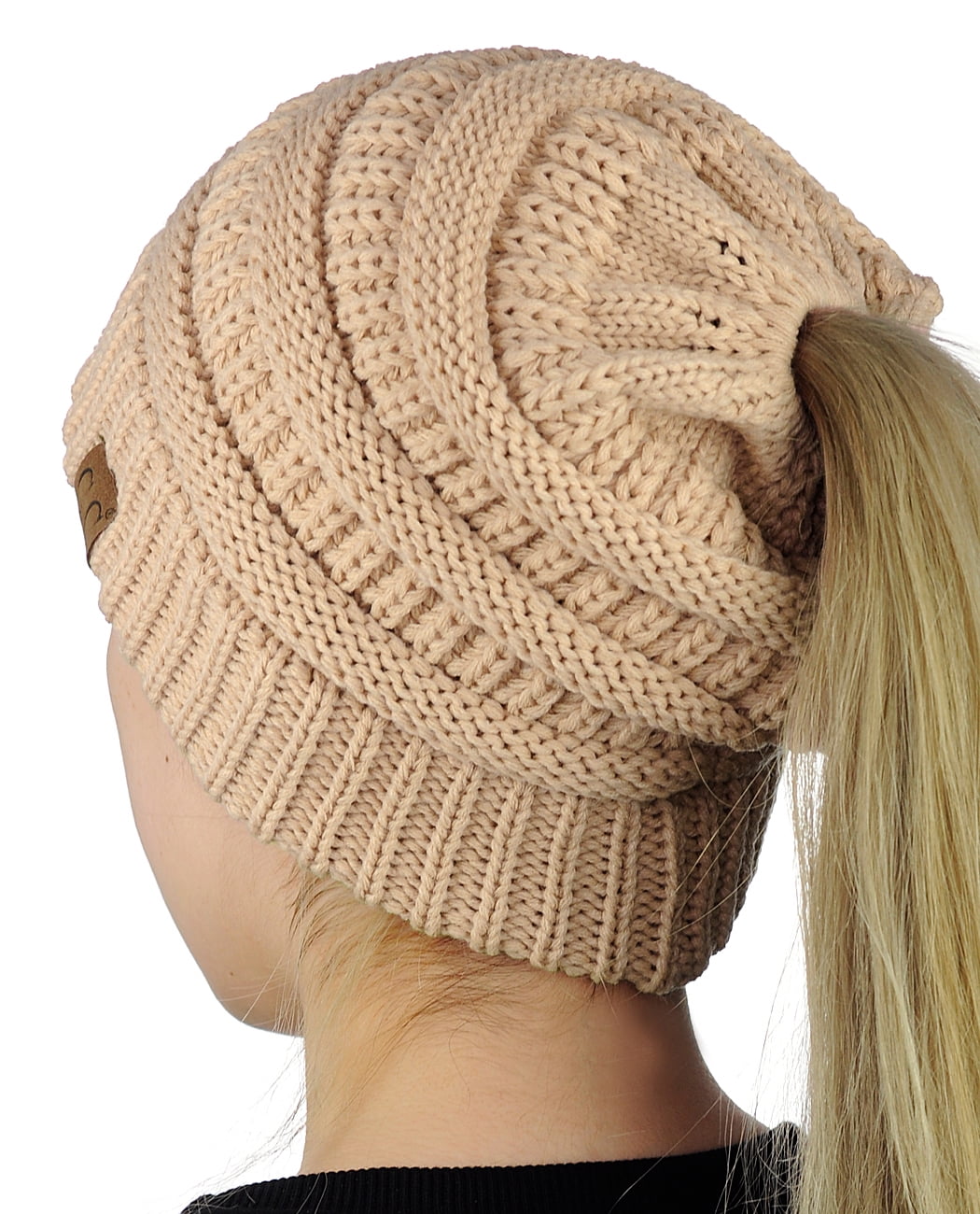 C.C BeanieTail Soft Stretch Cable Knit 