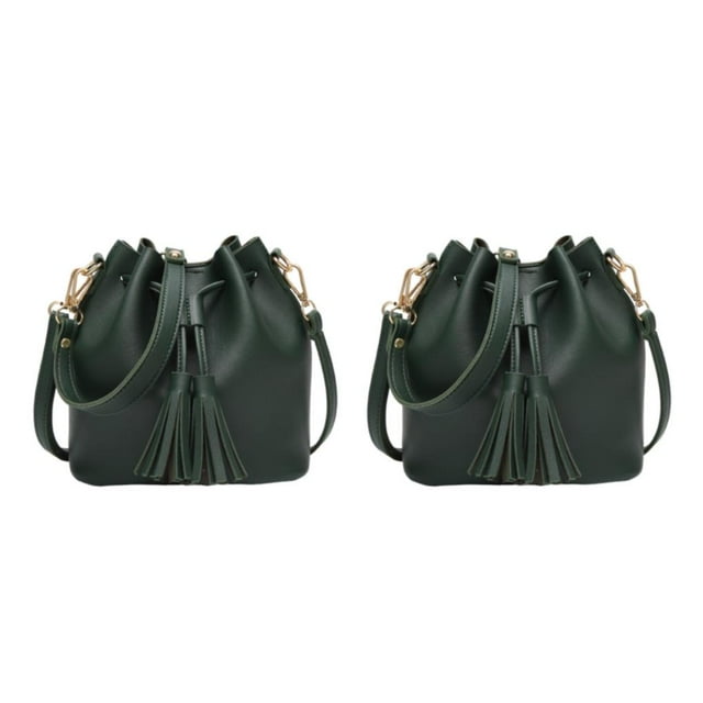 Maytalsory Chic Small Shopping Bucket Shoulder Bag Drawstring Purse Handbag Blue Green 22x11x19CM 2Set