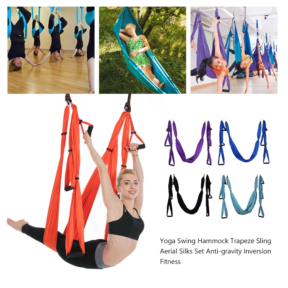 Yoga Pilates Swing Aerial Hammock Silk Fabric Sling Trapeze Fitness Training 
