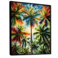 thumbnail image 2 of Designart "Colorful Palm Trees composition V" Floral Floater Framed Wall Art Living Room, 2 of 7