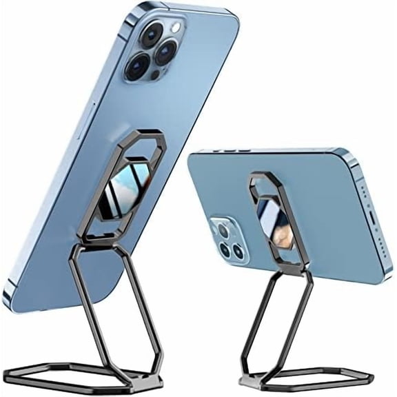 𝗙𝗼𝗹𝗱𝗮𝗯𝗹𝗲 & 𝗔𝗱𝗷𝘂𝘀𝘁𝗮𝗯𝗹𝗲 Phone Ring Holder Stand, Adhesive Cell Phone Grips, Phone Kickstand for Desk, Cell Phone Holder for Hand, 360° Rotation Metal Ring for Back of iPhone