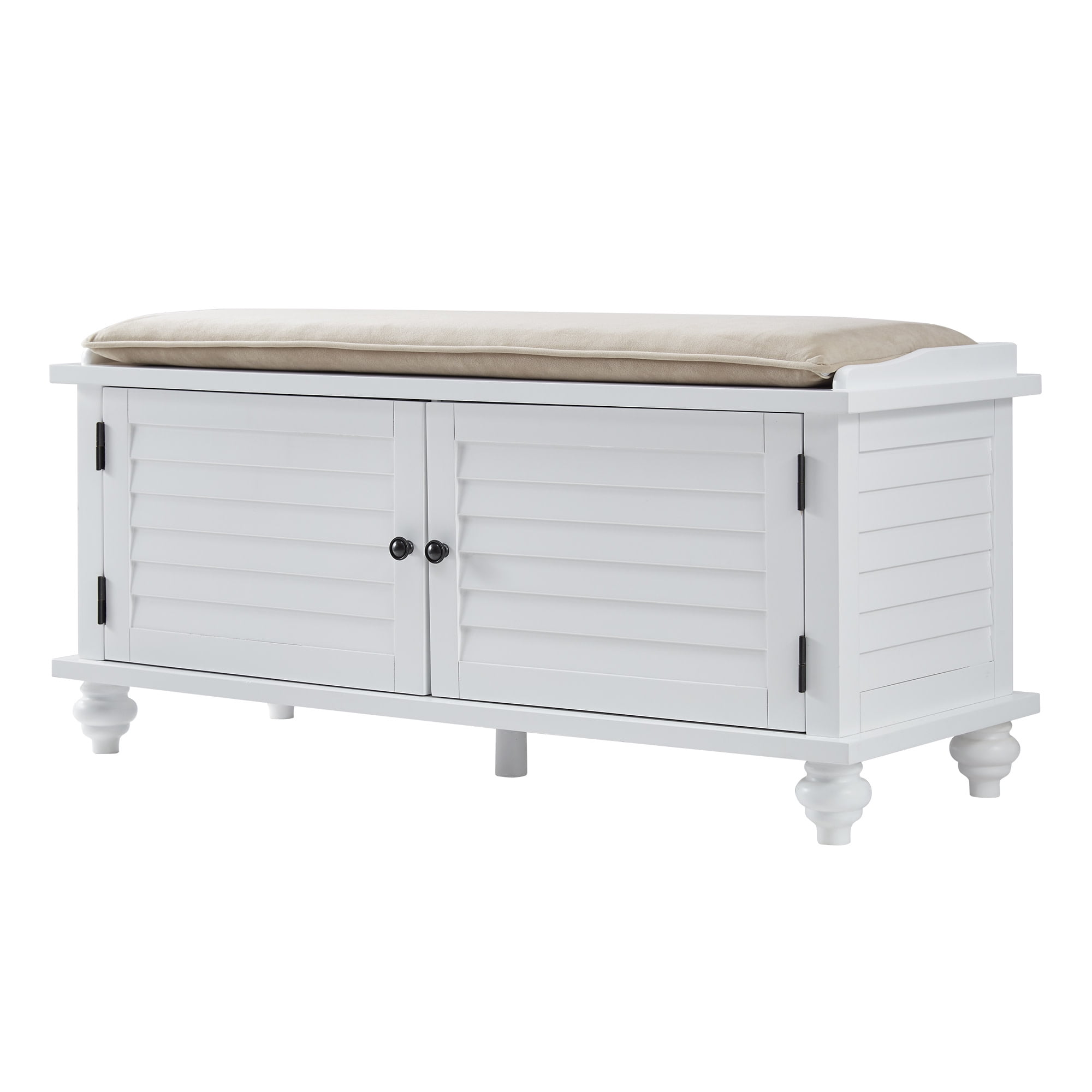 Weston Home Georgia Entryway Storage Bench with Cushion, White