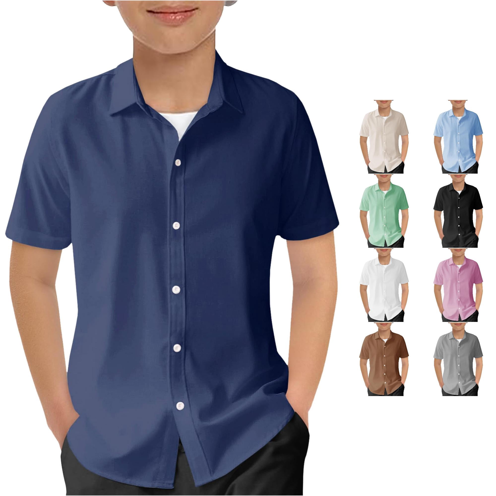 Gunia T Shirts For Little Boys Girls Button Down Shirts Short Sleeve Gradient Shirt Kids Summer Casual Beach Shirts Tee Tops Navy 5-6 Years