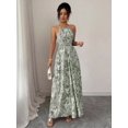 thumbnail image 5 of Elegant Multicolor Paisley Print Ruched Waist Halter Maxi Dress For Spring Summer Occasions, 5 of 6