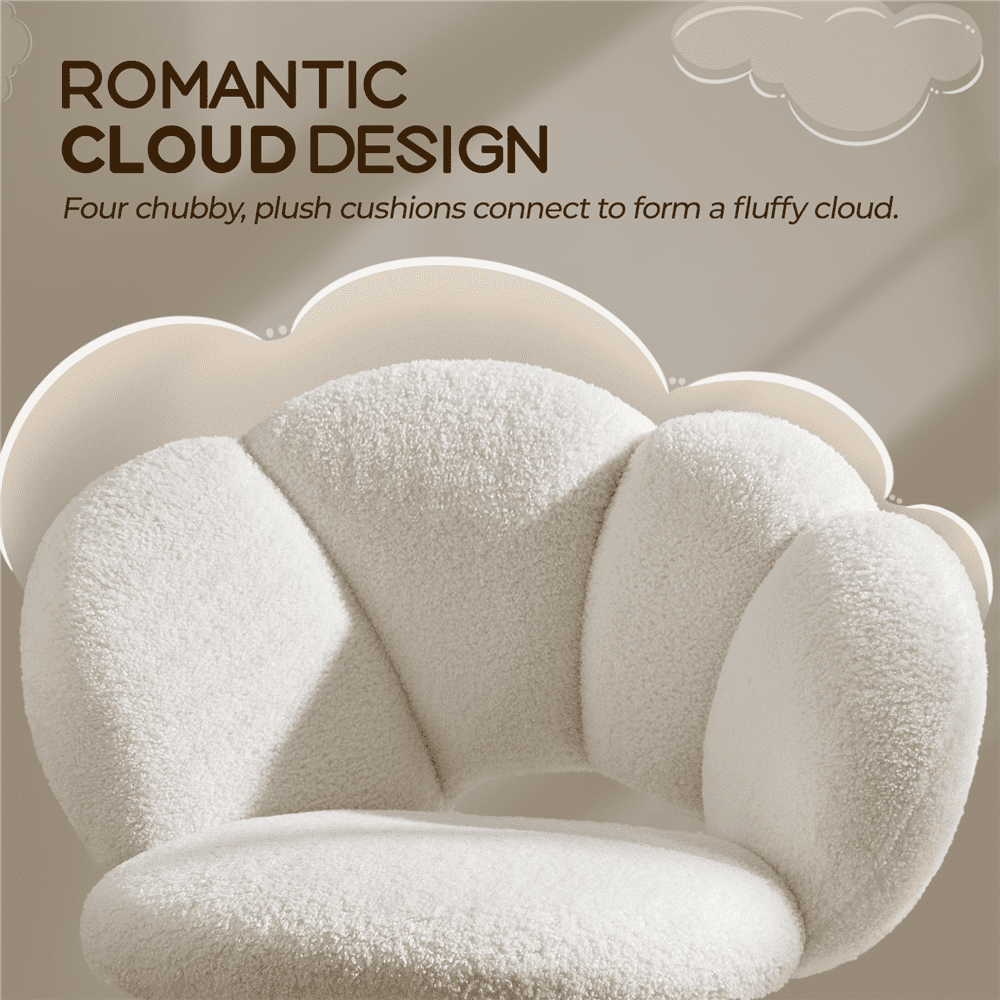 Yaheetech Upholstered Desk Chair with Cloud-shaped Backrest,White