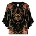 thumbnail image 5 of ICHUANYI Womens 3/4 Length Sleeve Tops Summer Ruffle Sleeve Blouses V-Neck Lace T-Shirts Dressy Casual Top, 5 of 6