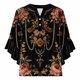 thumbnail image 5 of Tejiojio Women's Casual Printed Top Lace Trim V-Neck 3/4 Sleeves Button Down Fashionable Daily Wear, 5 of 6