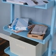 thumbnail image 4 of 5-Tier Leaning Ladder Book Shelf, Modern Storage Rack with Open Shelves, Solid Wood Legs Display Rack for Home Office, Living Room, Bedroom (Sky Blue), 4 of 9
