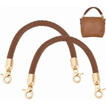 2pcs Purse Handles 11.8 inch Purse Straps Brown Bag Handle Replacement Leather Bag Strap Short Handbag Strap with Golden Buckle for DIY Crochet Bag Underarm Bag Shoulder Bag Tote diy