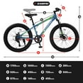 thumbnail image 5 of Fat Tire Mountain Bike with Dual Disc Brake, 21 Speeds High-Carbon Steel Frame Bike with Front Suspension, Adult Sport Bicycle for Men and Women, Blue and Green, 5 of 7