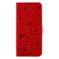 thumbnail image 5 of SaniMore for Samsung Galaxy A15 6.5" 2023 Case, PU Leather Skin with Embossed Cat Flip Magnetic Cover Card Slots Kickstand Detachable Lanyard Full Around Wallet Case for Galaxy A15, Red, 5 of 16