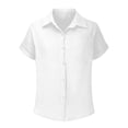 thumbnail image 7 of UACY Girls Casual Cotton Linen Button Down Short Sleeve Shirts Solid Summer Beach Blouses Tops with Pocket (White, 10-11 Years), 7 of 7
