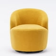 thumbnail image 2 of Swivel Accent Chair, Teddy Fabric Swivel Accent Chair Armchair, Lounge Chair Barrel Chair with Black Metal Base, Single Sofa Chair with 360° Swivel, Reading Chair for Living Room, Bedroom, Yellow, 2 of 7