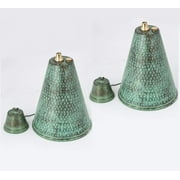 Hawaiian Cone Tabletop Oil Torch - Sophisticated Oil Lamp is Perfect as Centerpiece or Landscape Lighting - 60oz Bowl with Matching Snuffer and Fiberglass Wick, Set of 2 (Hammered Patina)