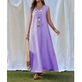 thumbnail image 4 of Women'S Tank Maxi Dress A-Line V-Neck Sleeveless Solid Color Loose Casual Long Beach Dresses Coverups Light Purple [Spot] S, 4 of 9