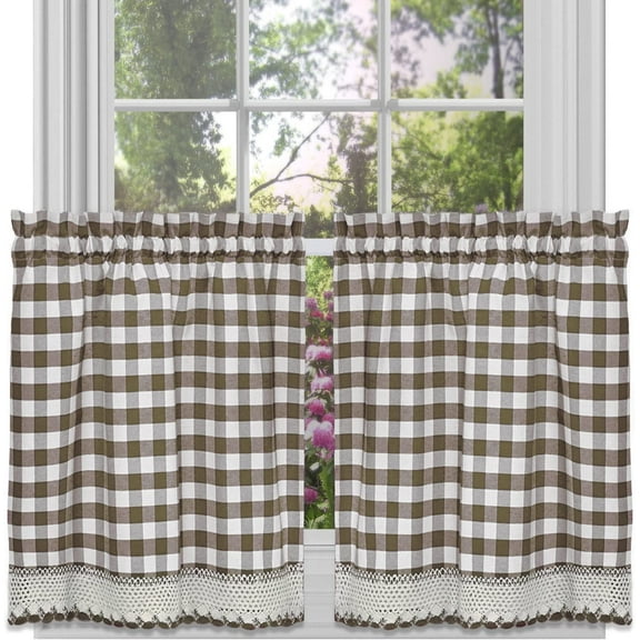 Sweet Home Collection Kitchen Window Curtain Treatment Panel, 24", Taupe (Pack of 24)