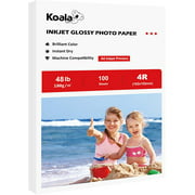 Koala High Glossy Photo Paper 4X6 Inches 100 Sheets Compatible with Inkjet Printer 48lb 9mil