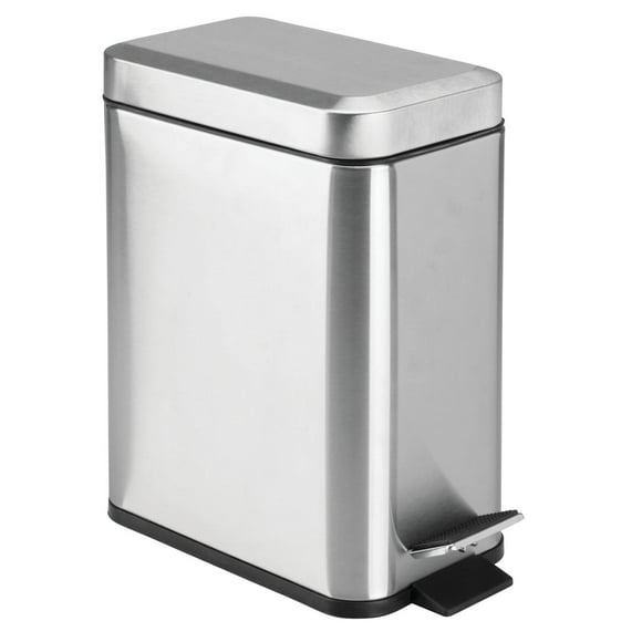 Bote de basura mDesign rectangular con apertura escalonada de acero inoxidable de 5 litros