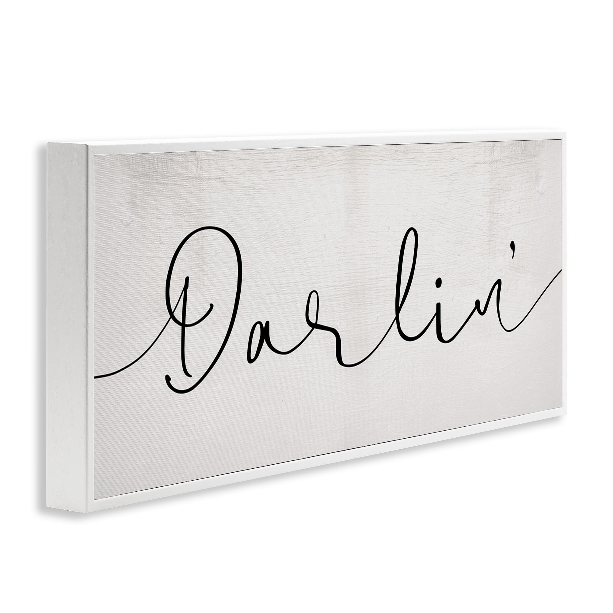 Stupell Industries Darlin' Sentiment Elegant Cursive Typography Painting White Framed Art Print Wall Art, 24 x 10