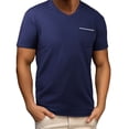 thumbnail image 4 of PiGOGI Men's Casual V-Neck Short Sleeve Shirt Pocket Lightweight Beach Summer Top Navy S, 4 of 4